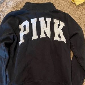 Black quarter zip pink sweatshirt
